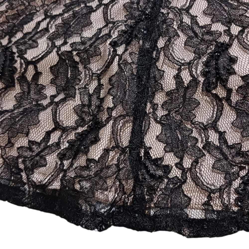 80s Stone Ferris Beaded Lace Evening Gown - Picture 7 of 12
